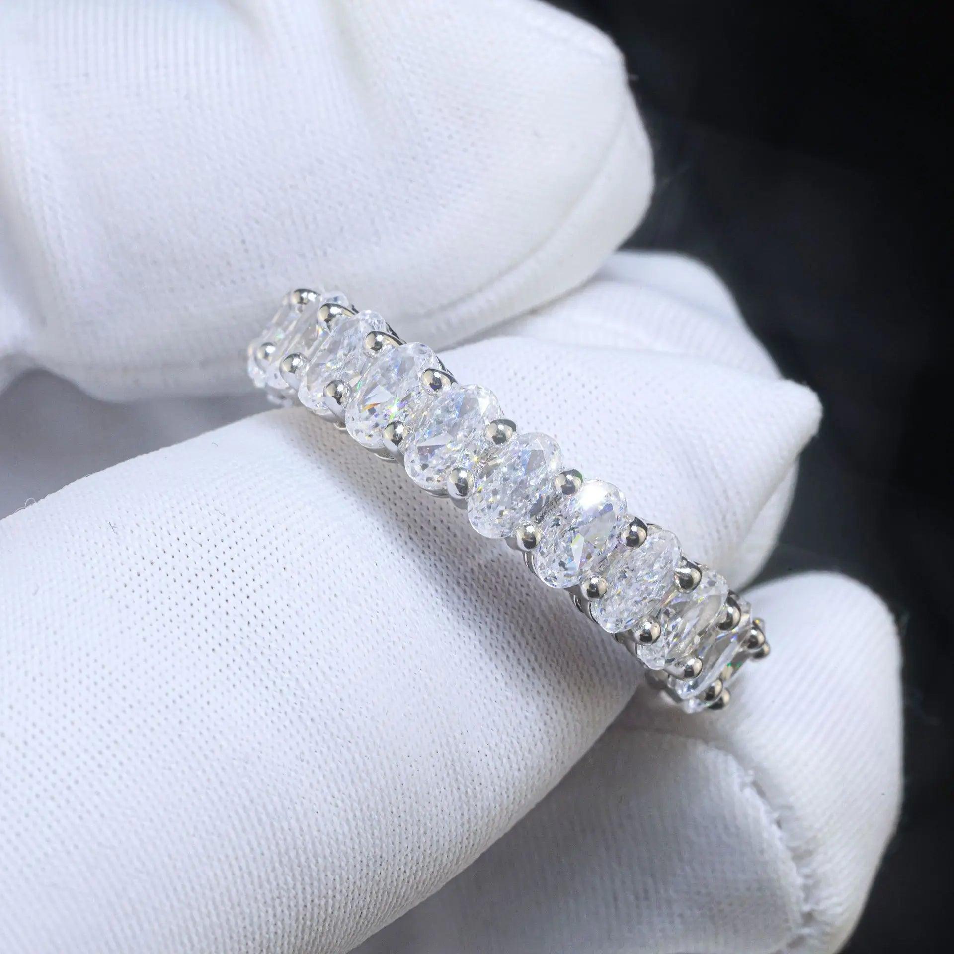 Awesome 6.6CT D Colour Oval Cut Moissanite Diamonds Eternity Classic Luxury Wedding Engagement Rings - The Jewellery Supermarket