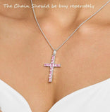 Brand New Pendant Cross with Pink AAA Zircon Crystals Jewelry 925 Sterling Silver Romantic Christian Gift For Women - The Jewellery Supermarket
