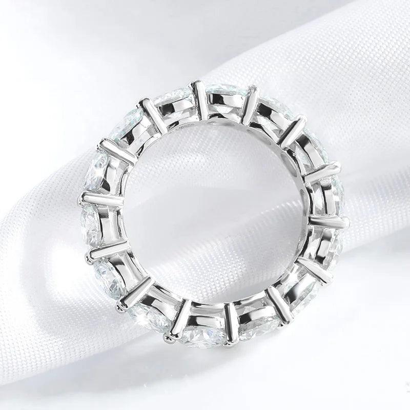 Sparkling 7ct 5mm Full Moissanite Diamonds Round Cut Full Eternity Wedding Engagement Silver Rings for Women - The Jewellery Supermarket