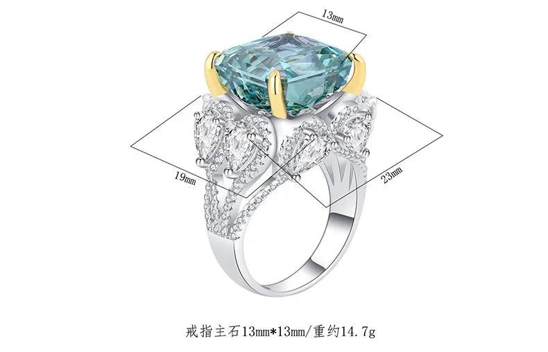 Splendid 12 Carat Sea Blue AAAAA High Carbon Diamond Big Rings -  Fashionable Luxury Jewellery - The Jewellery Supermarket