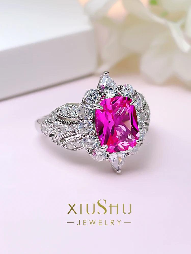 New Rose Red Bud Ring Set with High Quality AAAAA High Carbon Diamonds, Versatile and Fahion Style Fine Jewellery - The Jewellery Supermarket