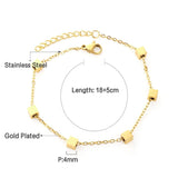 Simple Rectangle Charm Bracelet For Women - Stainless Steel Rolo Chain New Fashion Lovely Jewellery - The Jewellery Supermarket