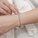 Graceful 18K WGP D Colour VVS1 Real Moissanite Diamonds Tennis Bracelets, Silver Moissanite Diamonds Jewellery