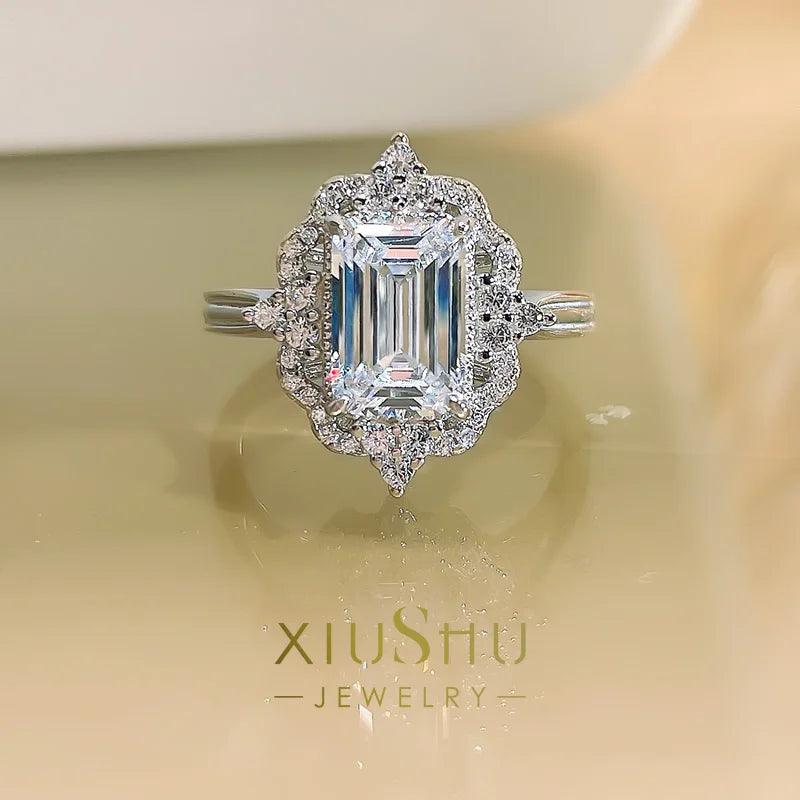 Exquisite New 925 Silver Fashionable Lab Created AAAAA Quality Emerald Cut Gemstone Big Rings - Luxury Jewellery - The Jewellery Supermarket