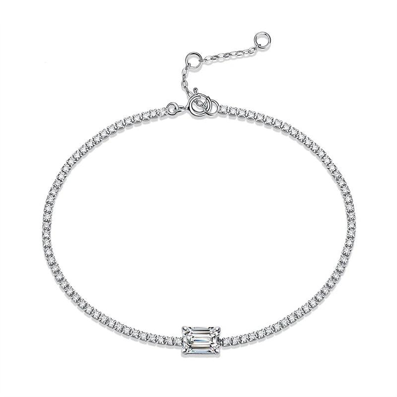 Amazing New In 1ct Emerald Cut Moissanite Diamond Link Bracelet for Women - Fine Jewellery with Real Sterling Silver - The Jewellery Supermarket