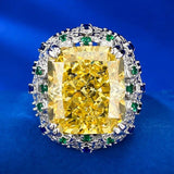 Luxury  Design Ring set with Radiant Ice Cut 15 Carat High Quality AAAAA High Carbon Diamonds Yellow Fine Jewellery