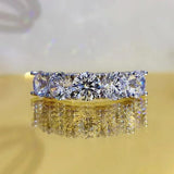 Sparkling 5mm 6.5mm Full Moissanite Diamonds Silver Eternity Wedding Engagement Rings for Women - The Jewellery Supermarket
