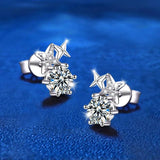 Eight-Pointed Star VVS1 D Colour Moissanite Diamonds Stud Earrings for Women Simple Style S925 Silver Fine Jewellery