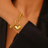 Stainless Steel Charm Bracelets - Romantic Heart Pendant Baroque Style Chain Bracelets Fashion Jewellery - The Jewellery Supermarket