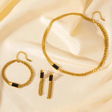 New Stainless Steel Black Crystal Zircon Crystals Necklace Bracelet Earrings For Women - New Trend Jewellery Set