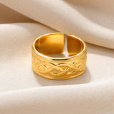 New In Stainless Steel Wide Rings for Women Girl - 18K Gold Colour Trendy Jewellery Gifts - The Jewellery Supermarket