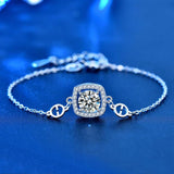 Charming 1ct Trendy Square Moissanite Diamond Bracelet for Women - Engagement Party Adjustable Chain Jewellery