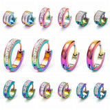 New Stainless Steel Handsome Cool Colorful  Clip Hoop Earrings for Women and Girls -  Piercing Earrings Hoops Ideal Gifts