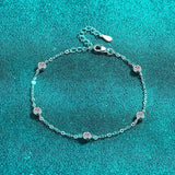 Charming Bubble Full 3mm 0.1CT D Colour Moissanite Diamonds Silver Bracelets For Women, Bezel Link Hand Bracelets