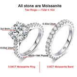 Amazing D Colour VVS1 Round Cut 0.6-4.14CT All Moissanite Engagement Rings Wedding Bridal Sets For Women - The Jewellery Supermarket