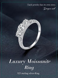 Fabulous 1.1CTTW D Color VVS1 Round Moissanite Diamonds Platinum Plated Ring Silver Lab Diamond Engagement Ring - The Jewellery Supermarket
