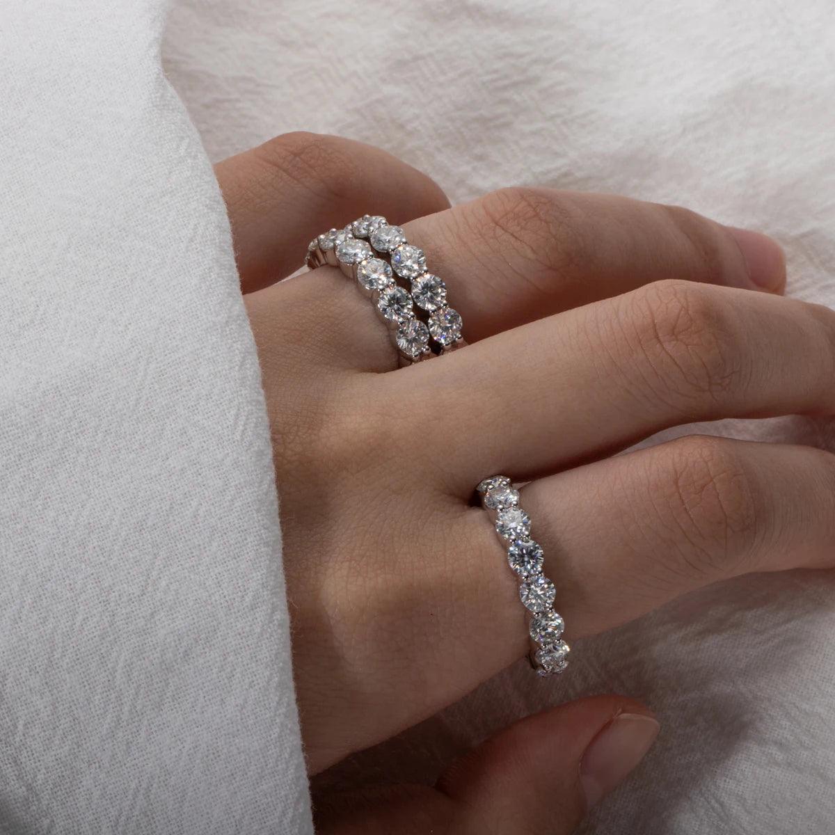 Splendid Color VVS1 Moissanite Diamonds Eternity Wedding Engagement Leaf Rings - Sterling Silver Fine Jewellery - The Jewellery Supermarket