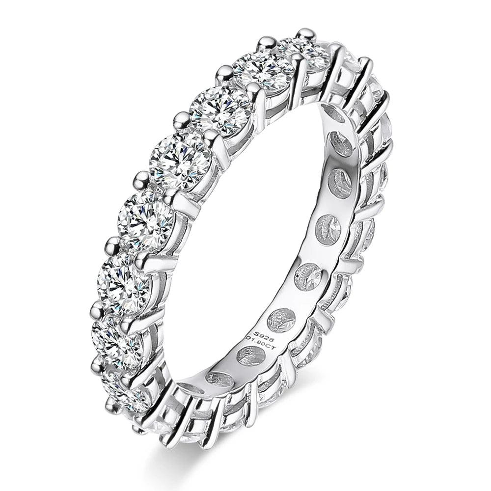 Stunning Real D Color Full Moissanite Diamonds Row Eternity Rings - Silver Pt950 Plated Fine Jewellery  - The Jewellery Supermarket