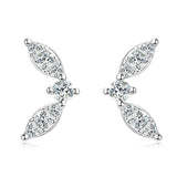 Minimalist Leaf-shape D Colour VVS1 Moissanite Diamonds Silver Earrings For Women Party Daily Fine Jewellery