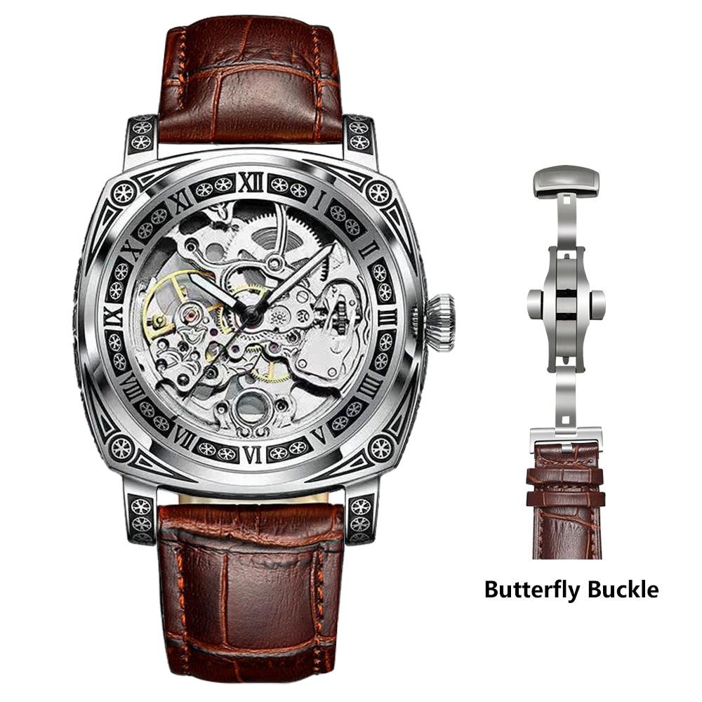 Authentic Brand Carved Skeleton Watches - Hollowed Fashion Mechanical Luxury Fully Automatic men watches - The Jewellery Supermarket