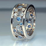 Alternate New Design Hollow Out Big Small Blue White AAA Zircon Crystals Fashion Ring - The Jewellery Supermarket