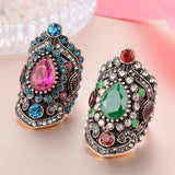 Antique Gold New Fashion Grey Crystal Hot Green Vintage Rings - The Jewellery Supermarket