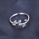 Attractive 925 Sterling Silver Olive Leaf AAA+ CZ Ring - Best Online Prices by Jewellery Supermarket