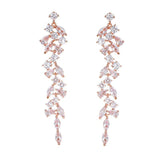 Attractive AAA+ Cubic Zircon Two color Leaves Long Earrings - Best Online Prices by Jewellery Supermarket