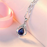 Attractive Silver 925 Jewelry Necklace Water Drop Shape Sapphire Zircon - Best Online Prices by Jewellery Supermarket - The Jewellery Supermarket