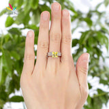 Beautiful 1.5 Carat Princess Cut Yellow Canary Silver Wedding Ring Set - The Jewellery Supermarket