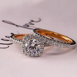 Best Seller 2PCS/Sets Rose Gold Color Romantic AAA+ Cubic Zirconia Diamonds Ring - The Jewellery Supermarket