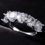 Best Seller - Dazzling 5 Round AAA+ Cubic Zirconia Diamonds Trendy Ring - The Jewellery Supermarket