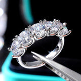 Best Seller - Dazzling 5 Round AAA+ Cubic Zirconia Diamonds Trendy Ring - The Jewellery Supermarket
