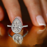 Best Seller - Water Drop Design Micro Paved AAA+ Cubic Zirconia Diamonds Elegant Ring - The Jewellery Supermarket