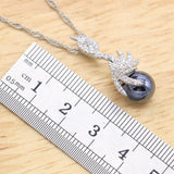 Black Pearl Silver Color Jewelry Sets for Women Earrings Necklace Pendant Ring New Arrival - The Jewellery Supermarket