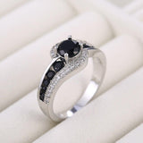 Black Stone Dazzling AAA+ Cubic Zirconia Diamonds Delicate Top Quality Ring - The Jewellery Supermarket