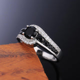 Black Stone Dazzling AAA+ Cubic Zirconia Diamonds Delicate Top Quality Ring - The Jewellery Supermarket