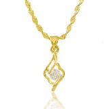 Charming 24KGP AAA+ Cubic Zirconia Diamonds Pendant 2MM 46CM Water Wave Necklace
