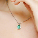 Charming Lab Created Emerald Pendant Necklace for Women - The Jewellery Supermarket