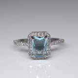 Charming Silver Sapphire AAA+ Zircon Diamonds Ring - The Jewellery Supermarket