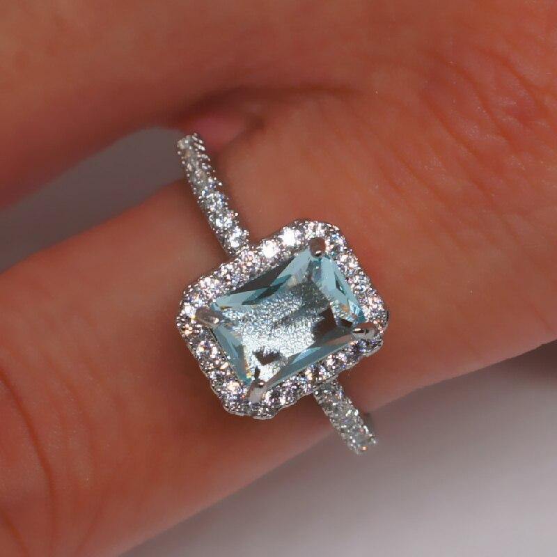 Charming Silver Sapphire AAA+ Zircon Diamonds Ring - The Jewellery Supermarket