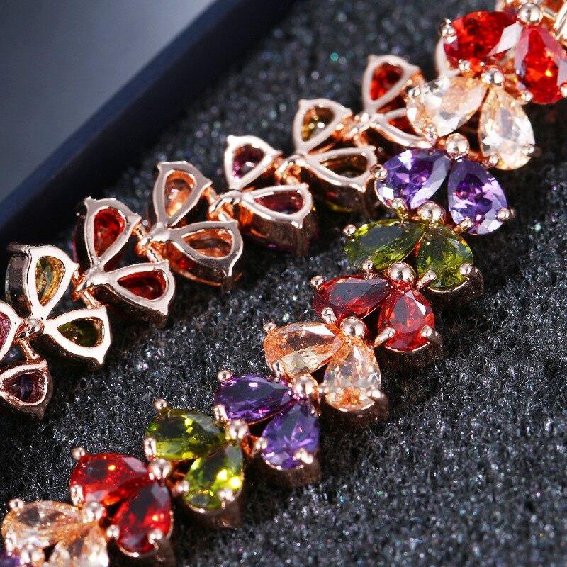 Classic Colourful Luxury Exquisite AAA+ Cubic Zirconia Diamonds Love Heart Bracelet - The Jewellery Supermarket
