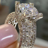 Classic Design Big 10mm Round AAA+ Cubic Zirconia Diamonds Luxury Timeless Ring - The Jewellery Supermarket