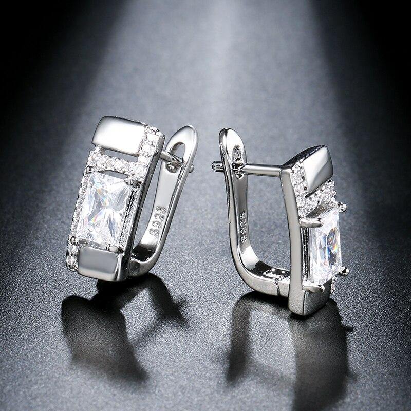 Classic Gold Silver Color White AAA+ Cubic Zirconia Stud Big Earrings - The Jewellery Supermarket