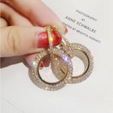 Creative Jewelry High-Grade Elegant Crystal Round Gold Colour Earrings