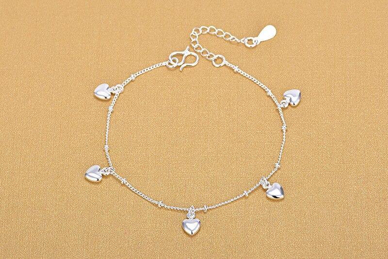 Cute 925 Silver Heart Bracelet Anklets- Wholesale Prices by Jewellery Supermarket - The Jewellery Supermarket