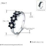 Cute 925 Sterling Silver Flower Bague Black Spinel Wedding Rings - Best Online Prices by Jewellery Supermarket - The Jewellery Supermarket