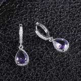 Cute Silver 925 Jewelry with Amethyst Gemstones Water Drop Shaped Earrings - The Jewellery Supermarket