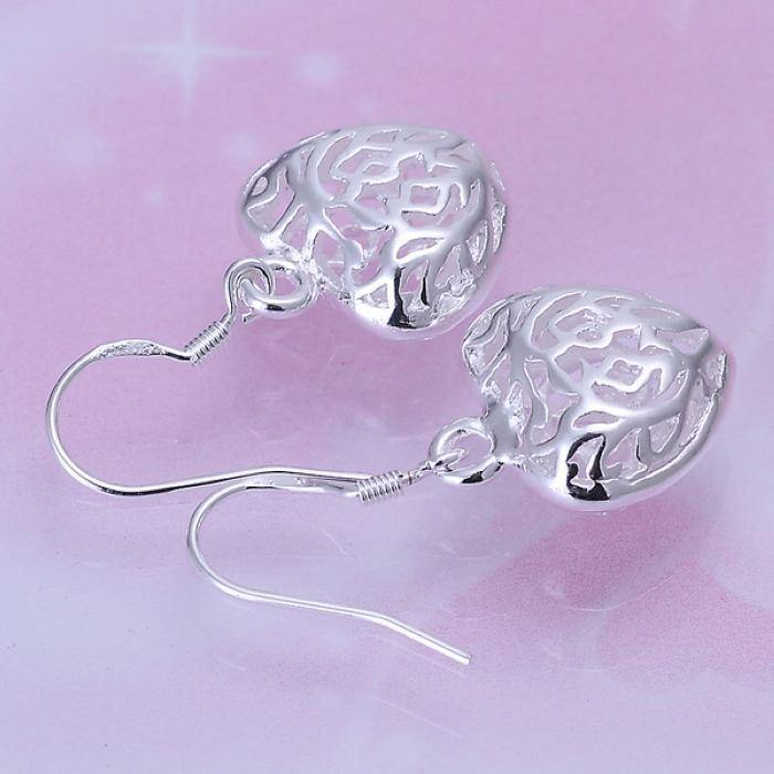 Cute Silver Colour Heart Earrings - Best Online Prices by Jewellery Supermarket - The Jewellery Supermarket