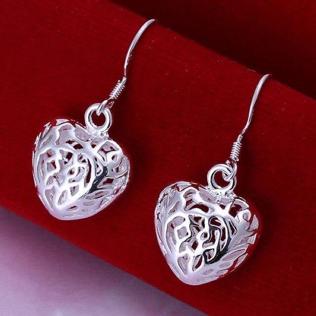 Cute Silver Colour Heart Earrings - Best Online Prices by Jewellery Supermarket - The Jewellery Supermarket